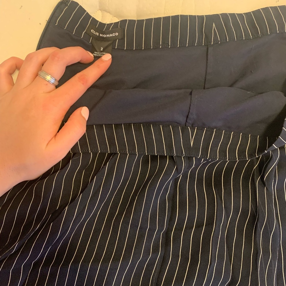 Club Monaco Navy with White Stripes Flowing Skirt